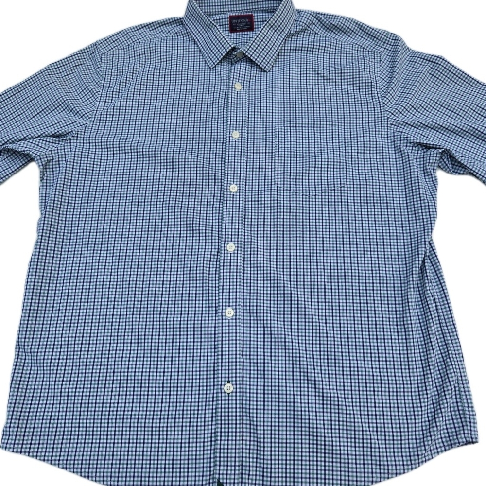 UNTUCKit Men's XXLarge Long Sleeve Button Down Shirt Slim Fit Nylon Blend Check